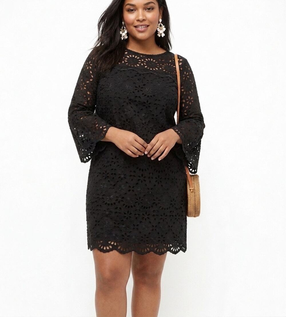 J. Crew Lace bell sleeve mini dress black aesthetic gothic Victorian coquette